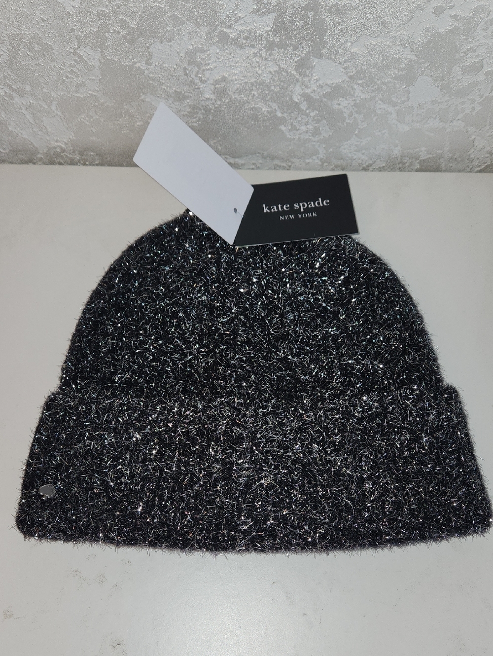 Kate Spade Sparkle Black Beanie NWT